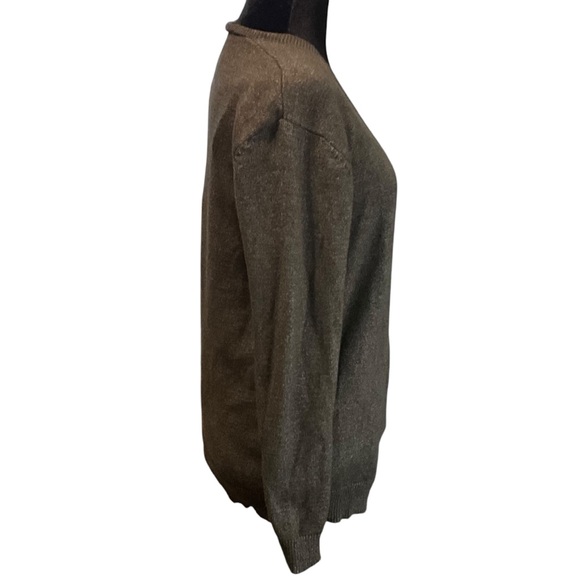 Wool Crossover Faux Wrap Sweater in Olive Green - Picture 3 of 10